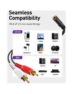 Adaptador Y de Audio Estéreo 3.5mm a 2 RCA VCE 20.32 cm 2
