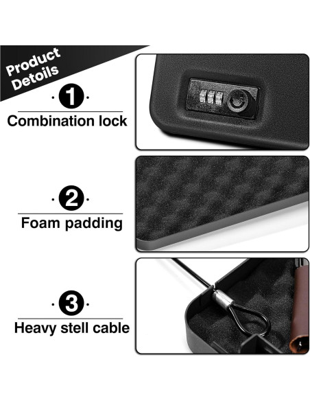 Caja Fuerte Portátil Sgorlds para Pistola 23.9x16.8cm Negra