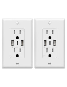 Enchufe USB de Pared TOPGREENER 3 Puertos 3.6A 15A Blanco - 2 Pcs