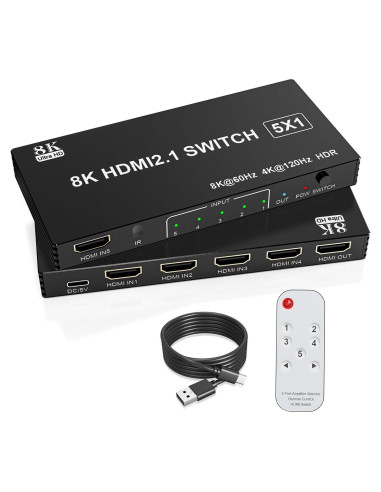 Conmutador HDMI 8K 5 en 1 Diliichar con Control Remoto