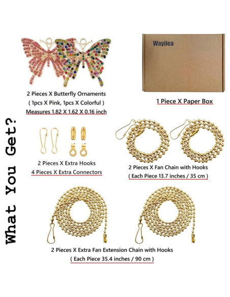 Cadena de Extensión para Luz de Ventilador Swiky - Mariposa Rosa y Variada