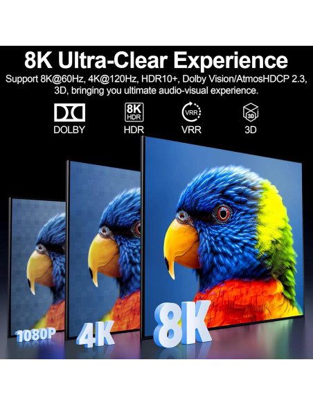 Conmutador HDMI 8K 5 en 1 Diliichar con Control Remoto