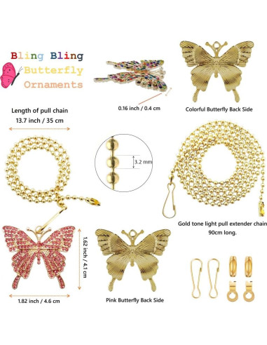 Cadena de Extensión para Luz de Ventilador Swiky - Mariposa Rosa y Variada