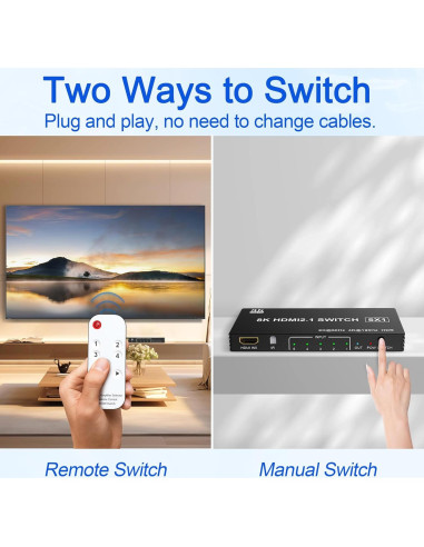 Conmutador HDMI 8K 5 en 1 Diliichar con Control Remoto