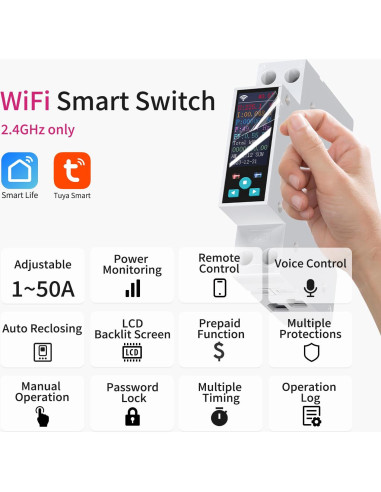 Interruptor WiFi Inteligente Changyou 1P+N AC90-240V 1-50A