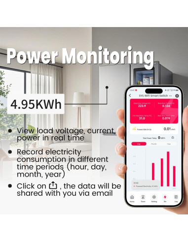 Interruptor WiFi Inteligente Changyou 1P+N AC90-240V 1-50A