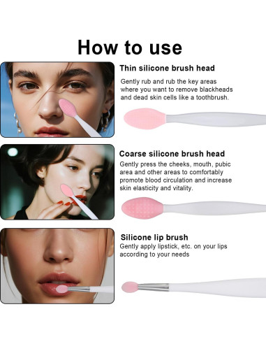 5 Cepillos Exfoliantes de Labios Silicona BOXOB 17x1.9cm