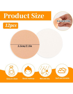 12 Esponjas Redondas de Maquillaje EupHHonycs - Uso Húmedo y Seco 2