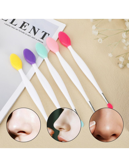 5 Cepillos Exfoliantes de Labios Silicona BOXOB 17x1.9cm