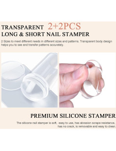 Kit de Sello de Uñas Saviland 8PCS Silicona Transparente 2