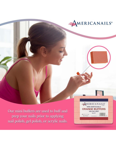 Mini Pulidores Naranjas Americanails 180/240 Grano - 50 Ct
