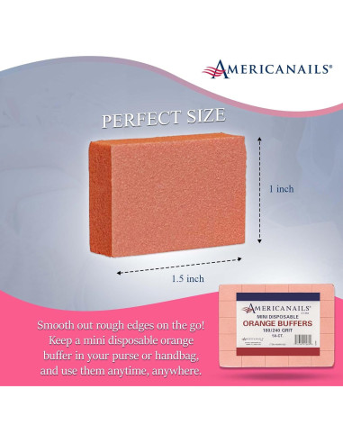 Mini Pulidores Naranjas Americanails 180/240 Grano - 50 Ct
