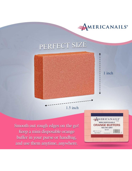 Mini Pulidores Naranjas Americanails 180/240 Grano - 50 Ct