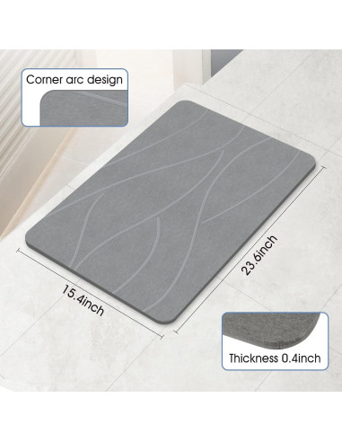 Alfombra de Baño de Piedra Veeloim 61x41 cm Gris Antideslizante