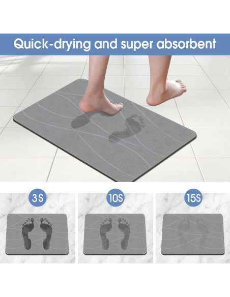 Alfombra de Baño de Piedra Veeloim 61x41 cm Gris Antideslizante