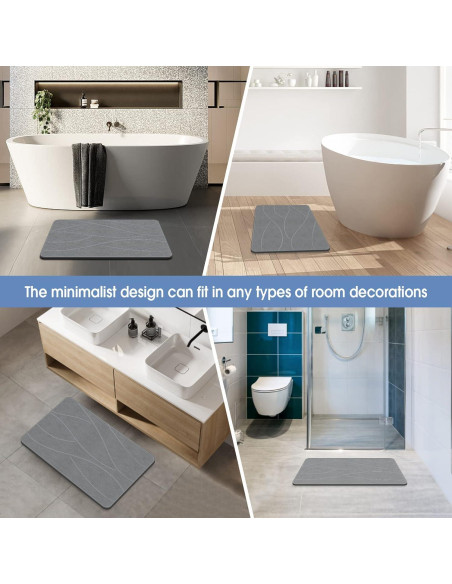 Alfombra de Baño de Piedra Veeloim 61x41 cm Gris Antideslizante