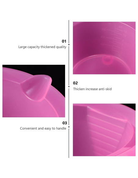 Set de 3 Tazones Rosa para Mezclar Tinte de Cabello FOMIYES