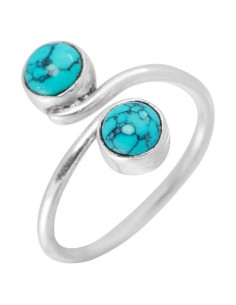 Anillo Ajustable de Plata con Turquesa Natural para Mujeres
