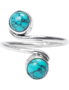 Anillo Ajustable de Plata con Turquesa Natural para Mujeres 2