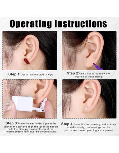 Kit de Perforación de Orejas Desechable Heygueo 49 Piezas