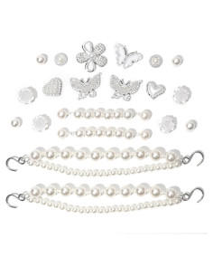 Cadena de Zapato Brillante para Mujeres con 20 Charms de Perlas