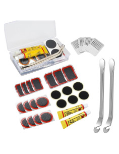 Kit de Reparación de Neumáticos de Bicicleta Qgond - 8 Parches, 3 Raspadores, 2 Palancas y Pegamento