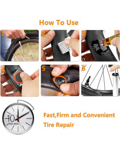 Kit de Reparación de Neumáticos de Bicicleta Qgond - 8 Parches, 3 Raspadores, 2 Palancas y Pegamento 2