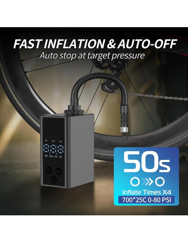 Mini bomba eléctrica de bicicleta Huuflyty 120 PSI portátil