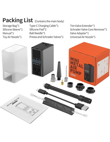 Mini bomba eléctrica de bicicleta Huuflyty 120 PSI portátil