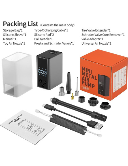 Mini bomba eléctrica de bicicleta Huuflyty 120 PSI portátil