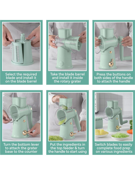 Rallador de Queso Rotatorio COOK WITH COLOR 5 Cuchillas Salvia