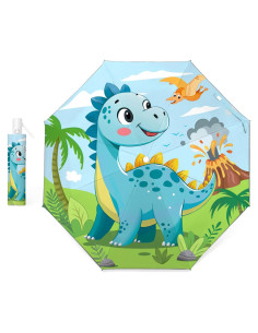 Paraguas Plegable Automático para Niños Dinosaurio Volcánico