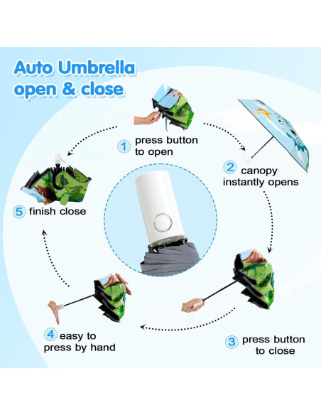 Paraguas Plegable Automático para Niños Dinosaurio Volcánico