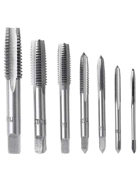 Juego de 7 Machos de Rosca M3 a M12 Fongmore Acero HSS