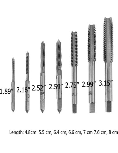 Juego de 7 Machos de Rosca M3 a M12 Fongmore Acero HSS