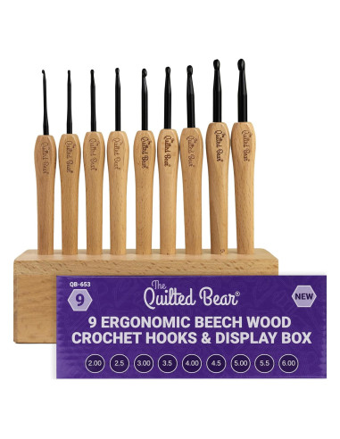Juego de Ganchillos de Madera The Quilted Bear - Set de 9