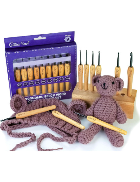 Juego de Ganchillos de Madera The Quilted Bear - Set de 9