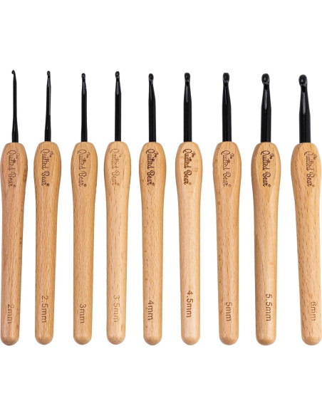 Juego de Ganchillos de Madera The Quilted Bear - Set de 9