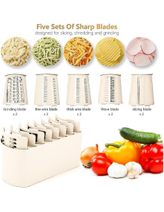 Rallador de Queso Rotatorio DFENGDF con 5 Cuchillas Intercambiables 2