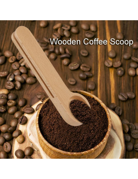 Cuchara de Café 2 en 1 TopHomer de Madera con Clip Sellador