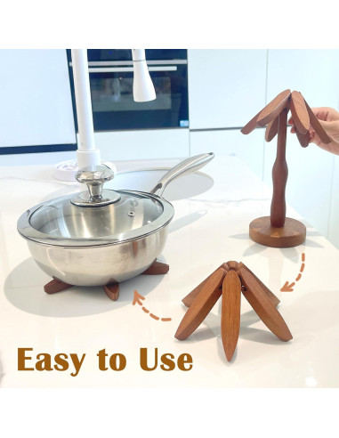 Trivetes de Madera Sapele Meruya, Juego de 3 + Soporte