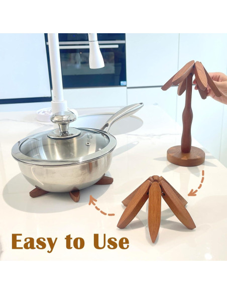 Trivetes de Madera Sapele Meruya, Juego de 3 + Soporte