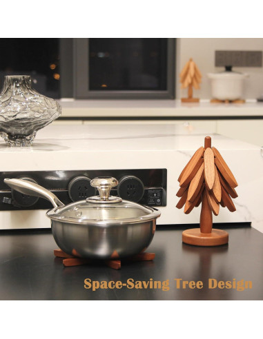 Trivetes de Madera Sapele Meruya, Juego de 3 + Soporte