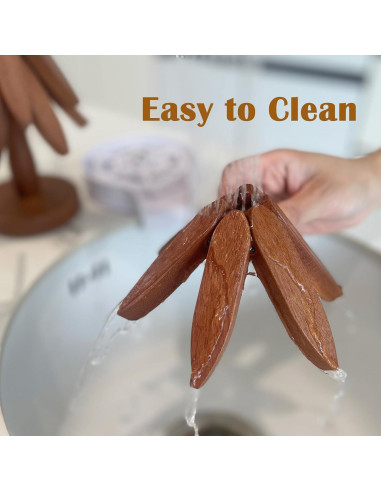 Trivetes de Madera Sapele Meruya, Juego de 3 + Soporte