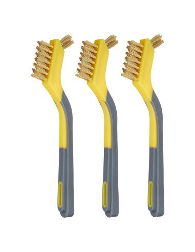 Cepillos Mini de Latón Amazon Basics, Mango Suave, Paquete de 3