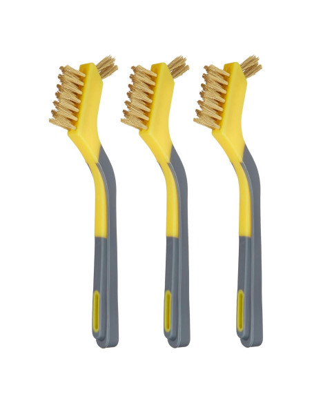 Cepillos Mini de Latón Amazon Basics, Mango Suave, Paquete de 3