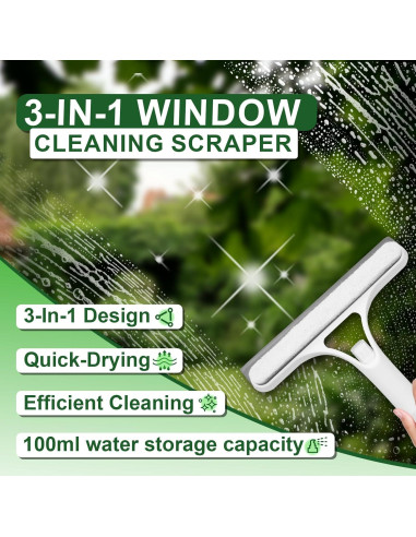 Raspador de limpieza de ventanas 3 en 1 FZHZVVZPY Blanco