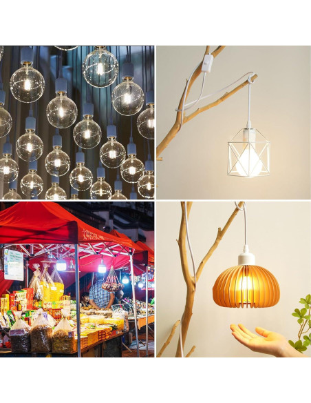 Kit de Luz Colgante Industrial E26 E27 4m con Interruptor Blanco