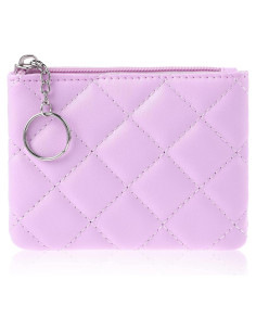 Monedero TIESOME Bordado de Rombo PU Púrpura 12.5x10cm