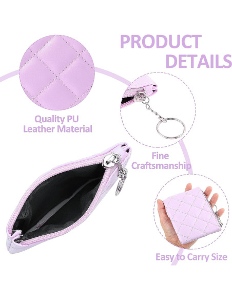 Monedero TIESOME Bordado de Rombo PU Púrpura 12.5x10cm